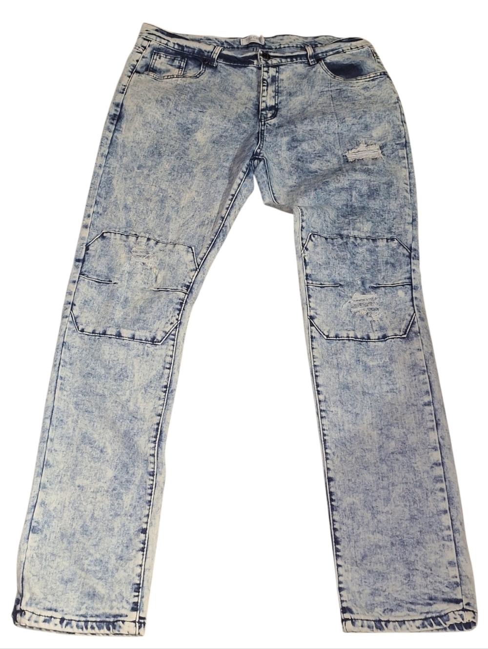 Blue Cult Jeans Men's Acid Wash Distressed Biker Moto Jeans sz 38 Skater Retro
